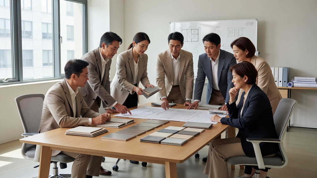 상업 인테리어 프로젝트 준비 상담 장면