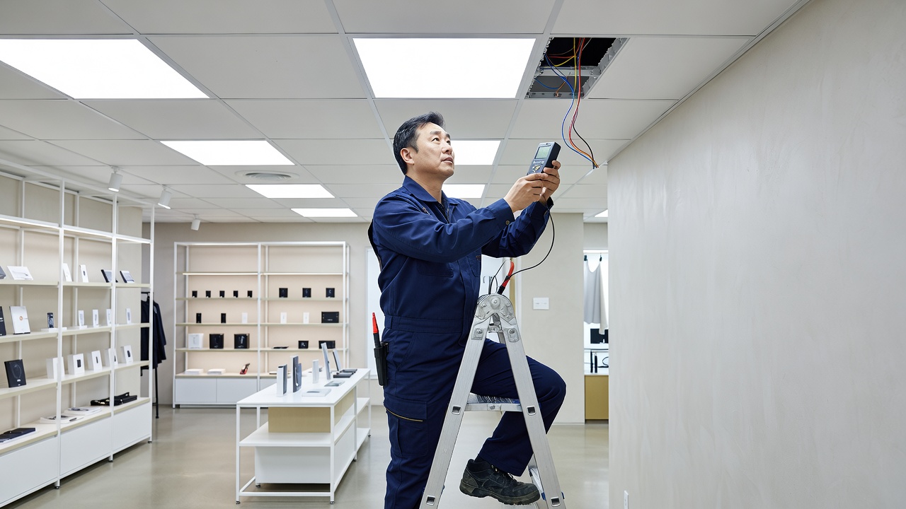 상업 인테리어 유지보수 시 조명 기구 점검