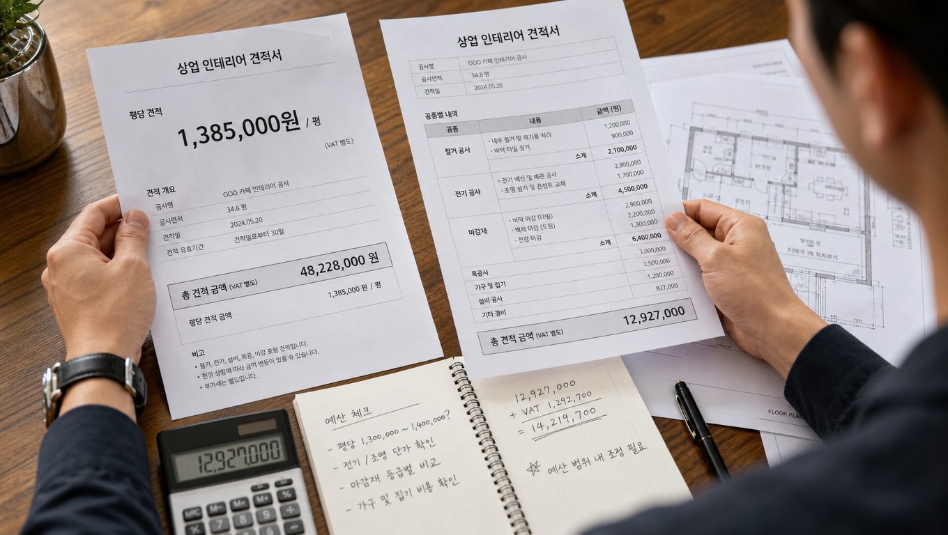 상업 인테리어 비용과 견적 현실 가이드