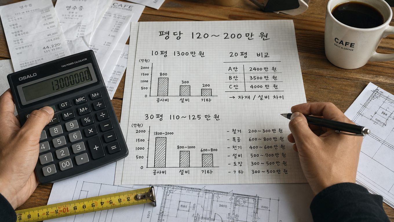 카페 인테리어 비용 견적을 현실적으로 산정하는 기준