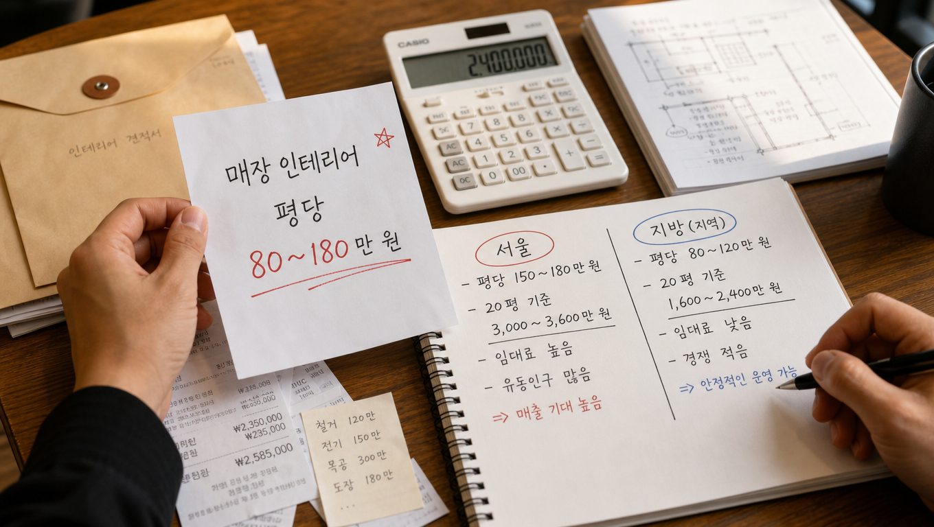매장 인테리어 평당 비용 2025년 현실 범위