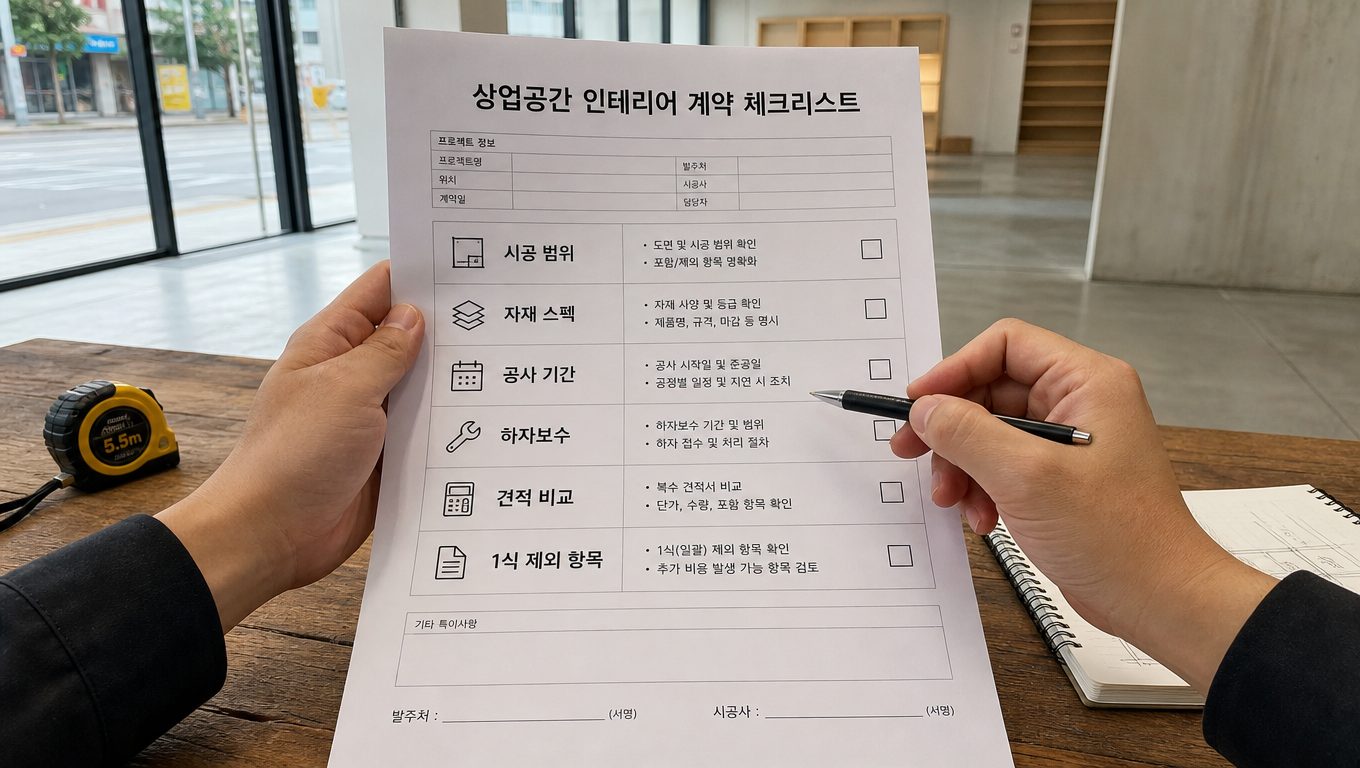 상업 인테리어 계약 전 반드시 확인해야 할 체크리스트 8가지