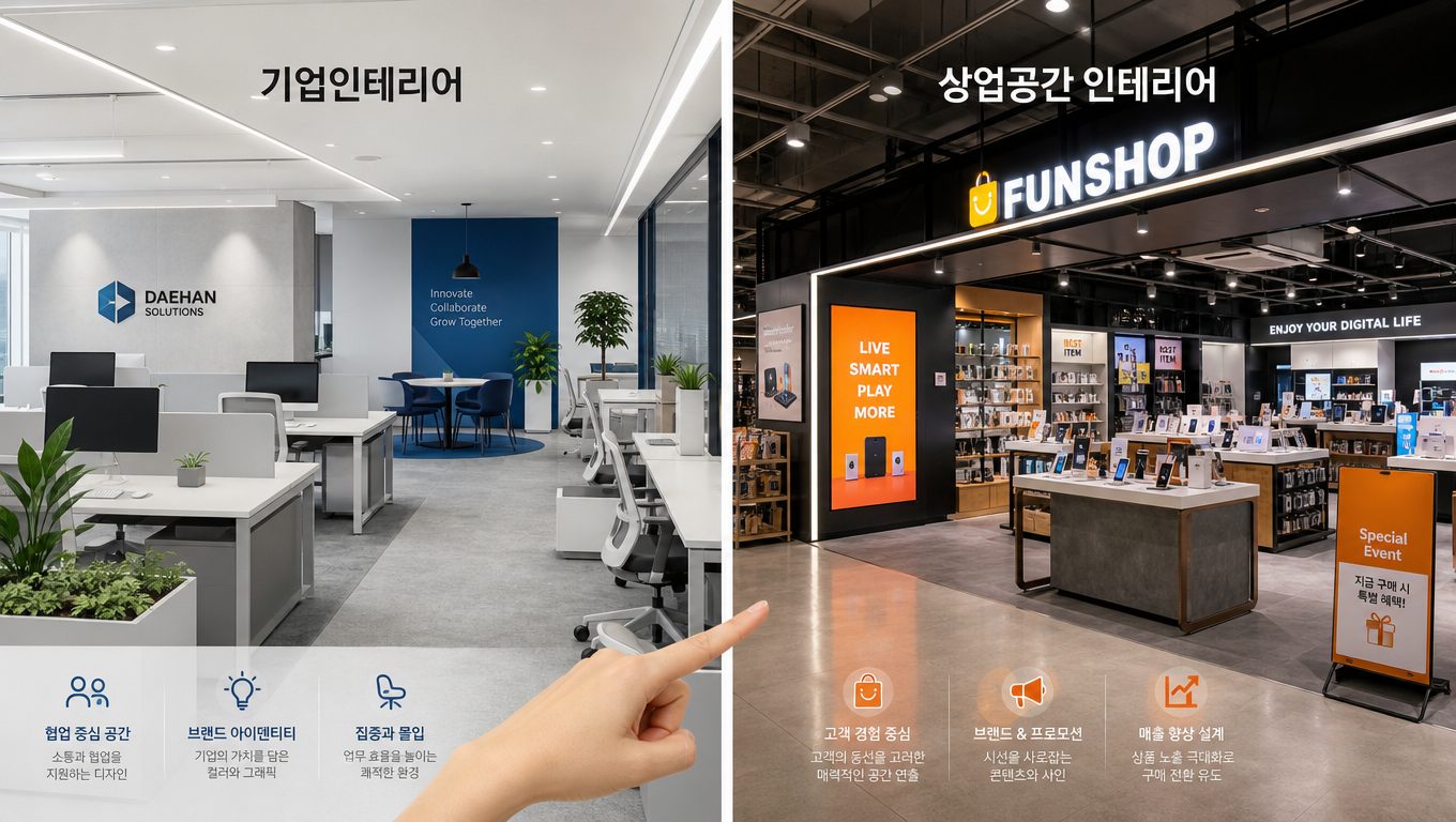 기업인테리어와 상업공간 인테리어 비교