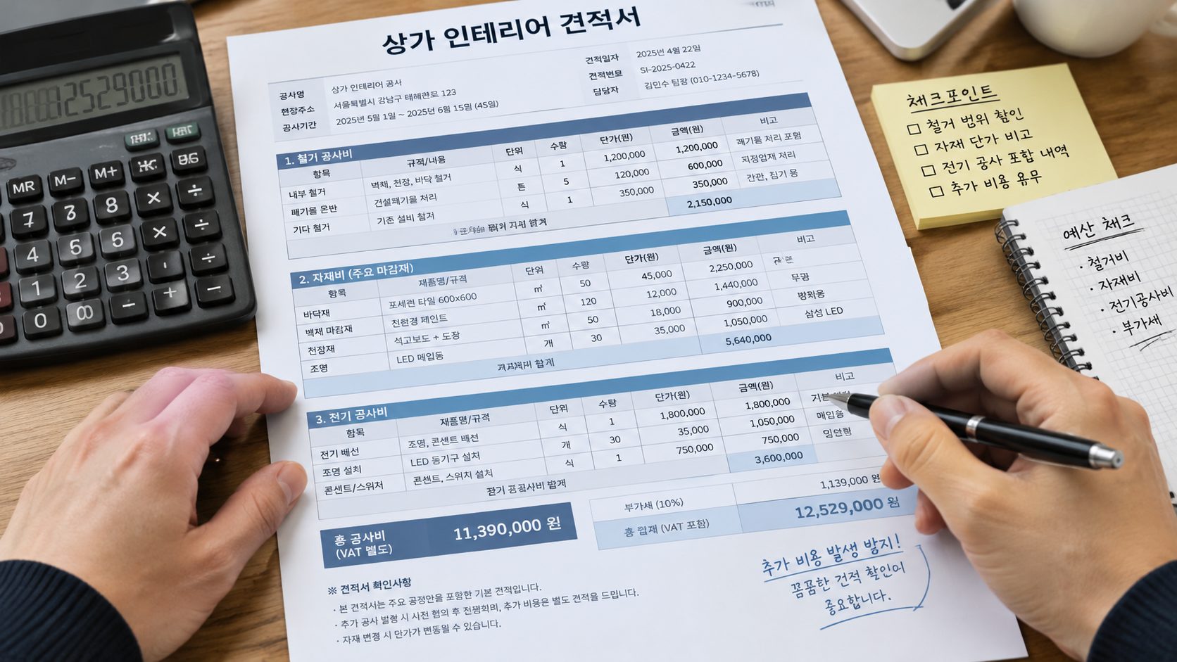 상가인테리어견적서 작성 시 확인해야 할 항목