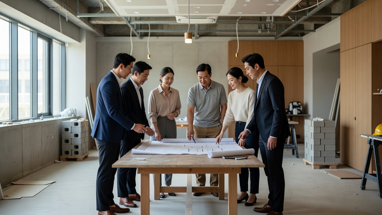 공간디자인업체가 상업공간 브랜딩을 진행하는 모습