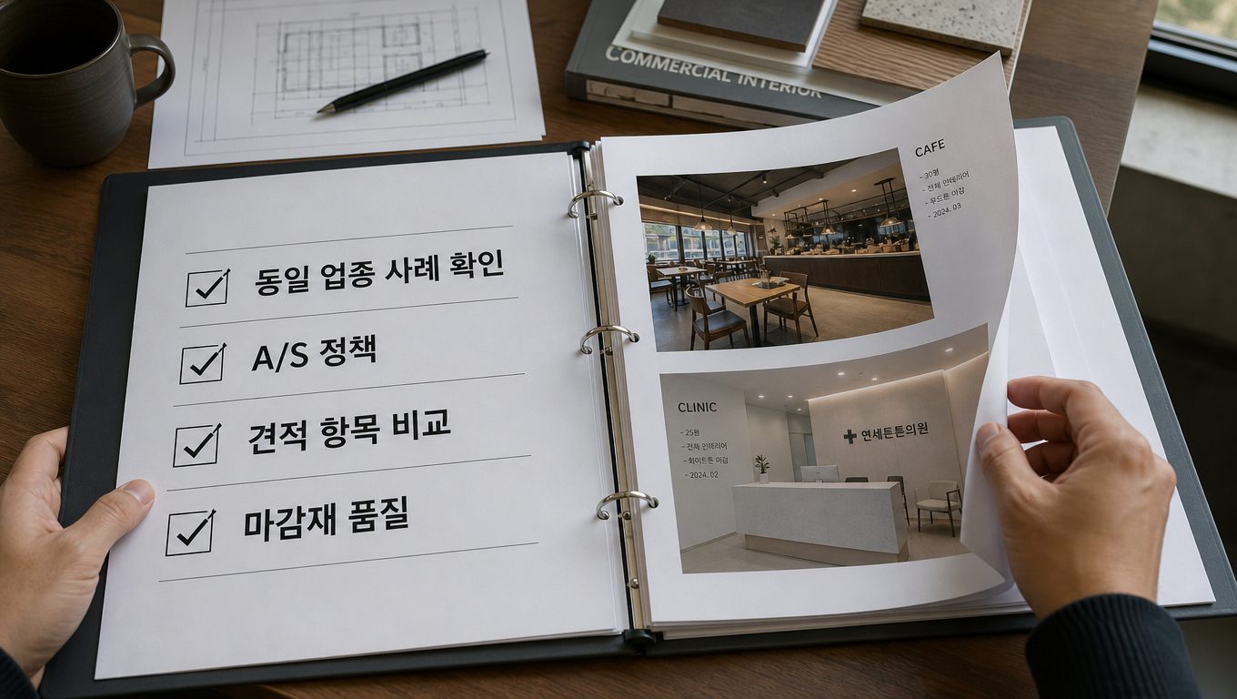 상업 인테리어 업체 선정 시 포트폴리오 확인 포인트