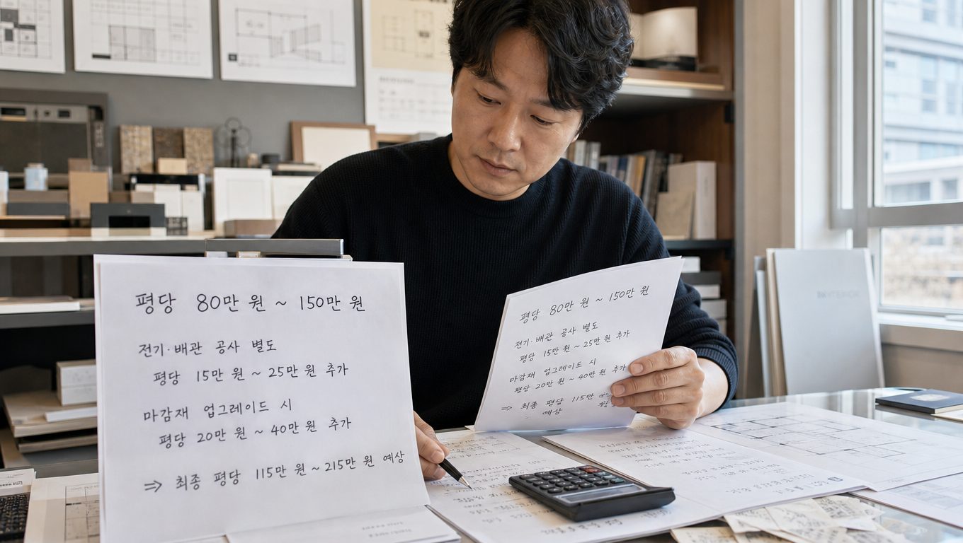 매장 인테리어 평당 비용 실제 총액 차이 분석