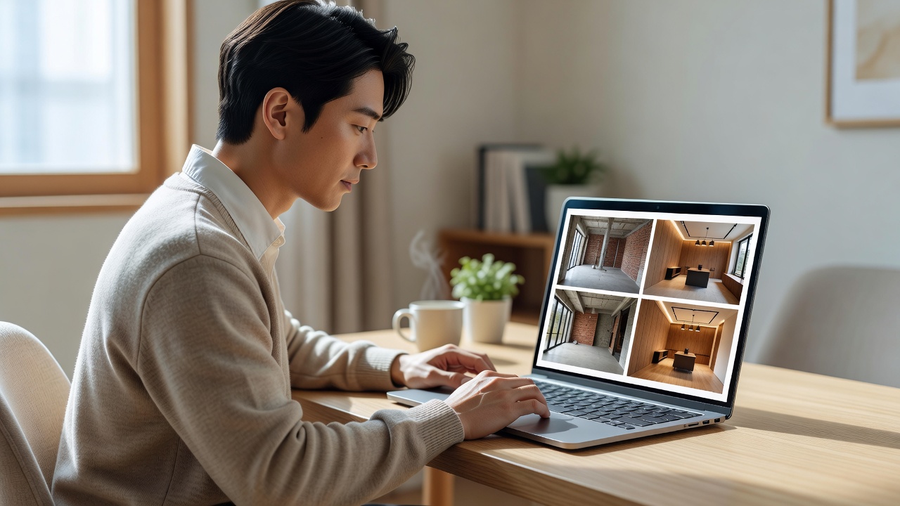 디시와 오늘의집에서 인테리어후기 사진을 확인하는 모습