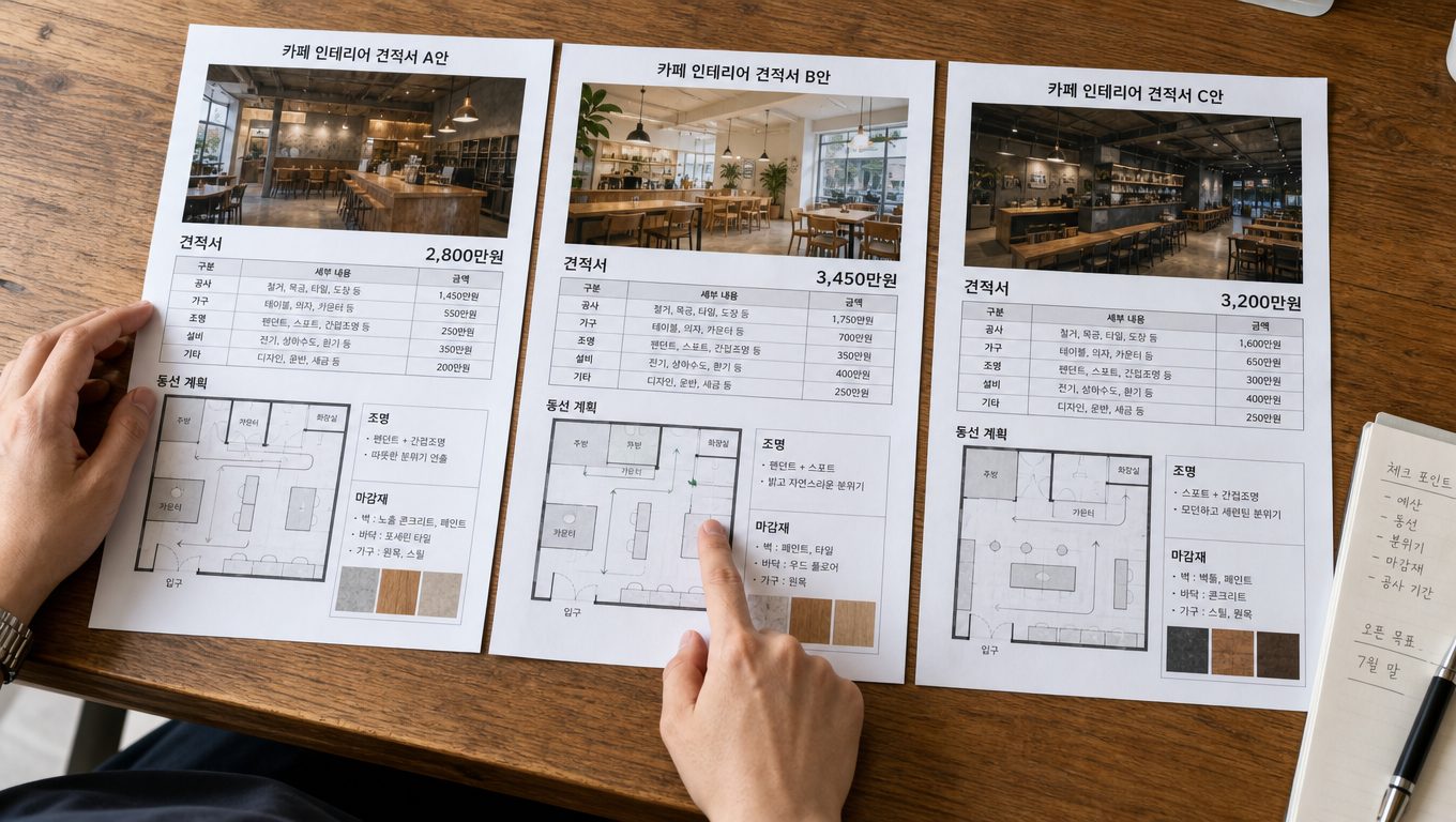 카페 인테리어 비용 견적 받는 현실적인 방법