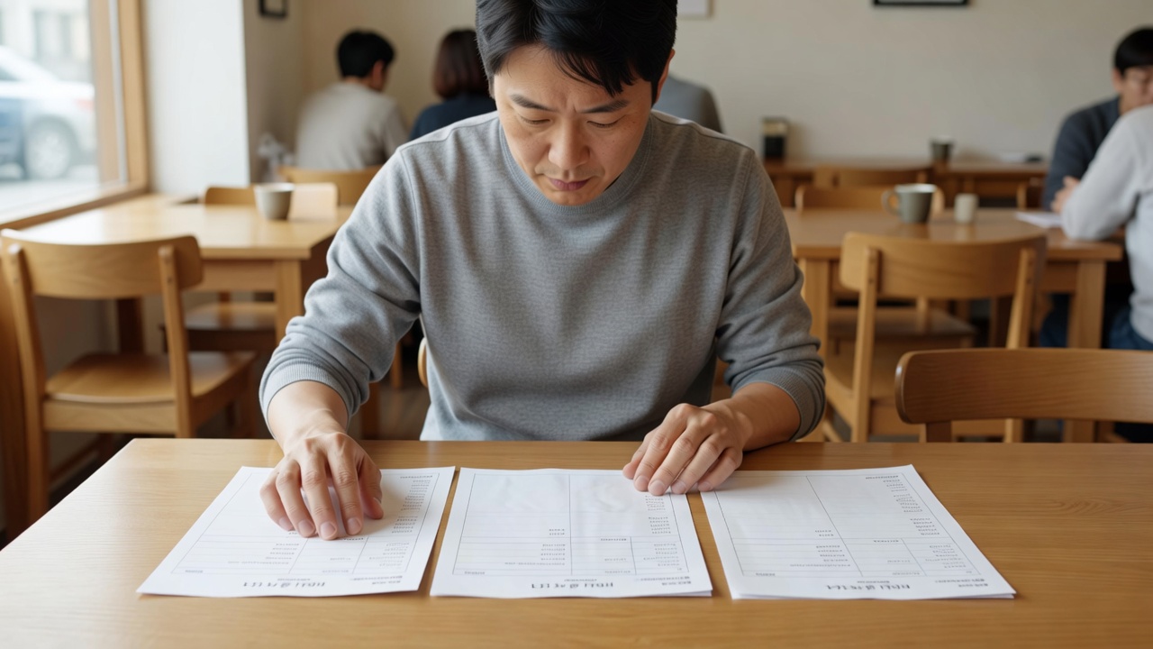카페 인테리어 비용 견적을 여러 곳에서 비교하는 모습
