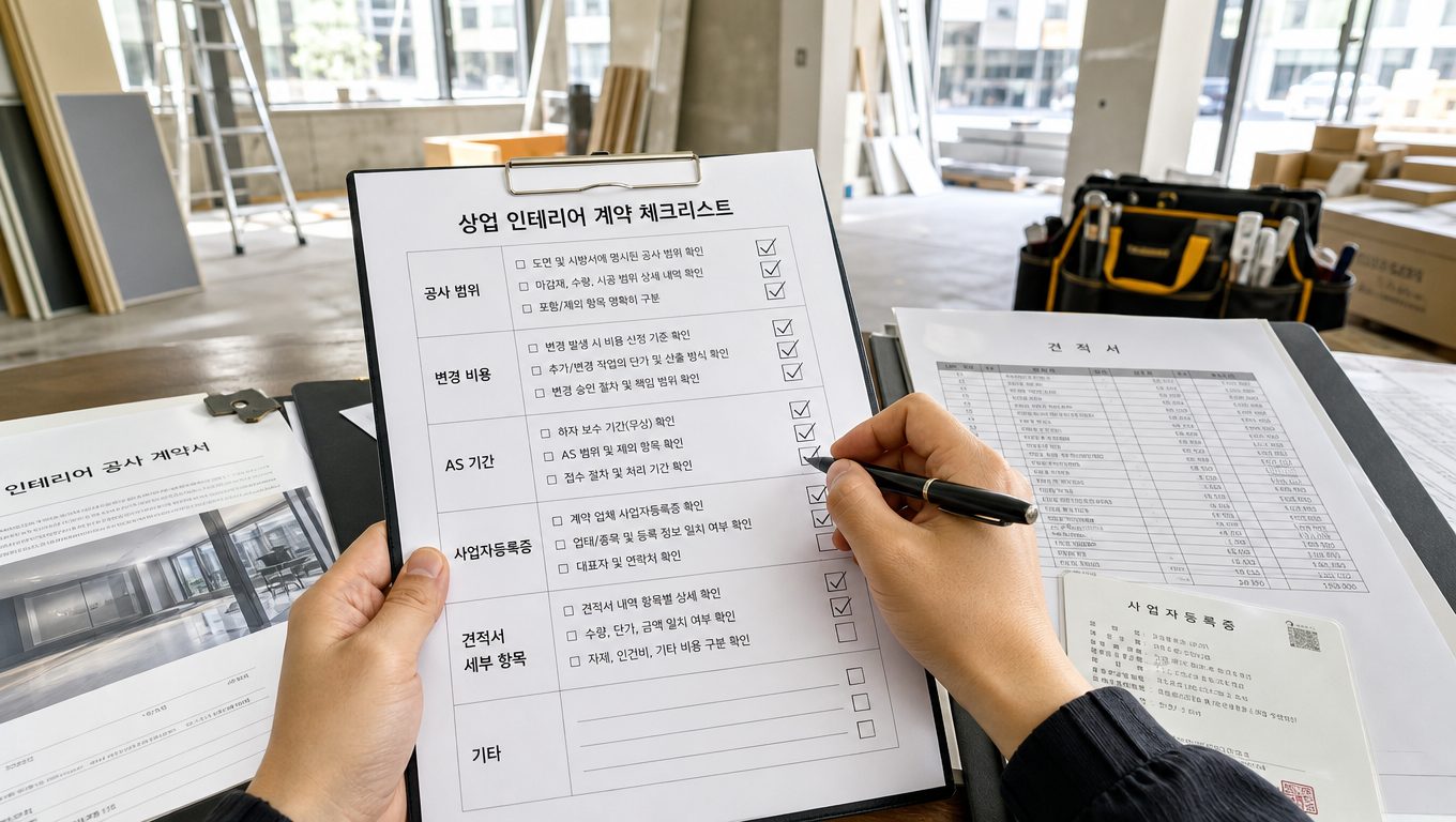 상업 인테리어 계약 체크리스트로 리스크 줄이기