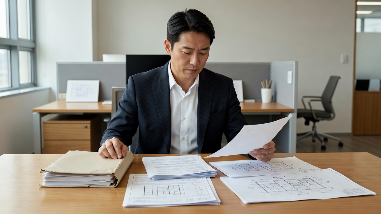 상가 리모델링 허가 서류 준비 순서를 확인하는 모습