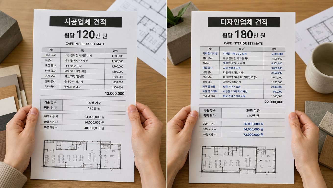 카페 인테리어 비용 견적 현실적으로 비교하는 방법