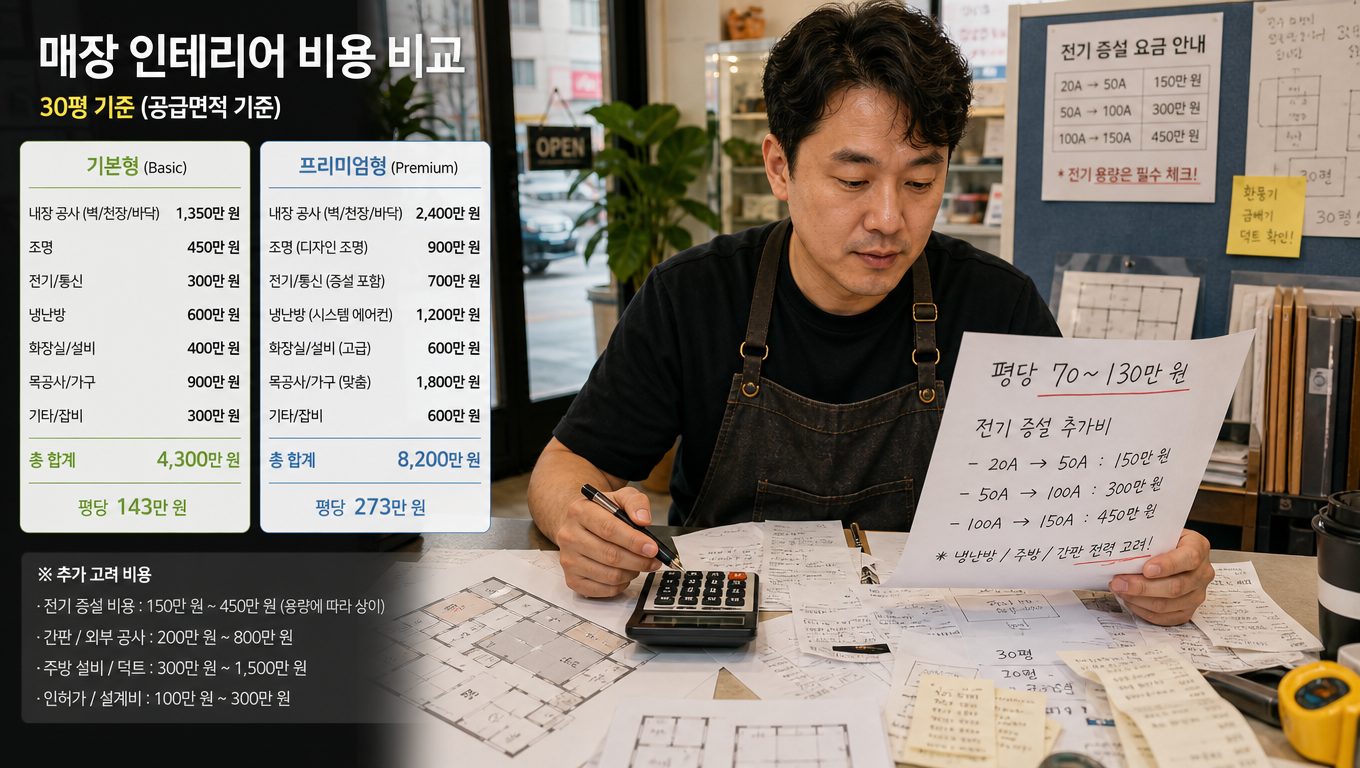 매장 인테리어 평당 비용이 실제 총액과 다른 이유
