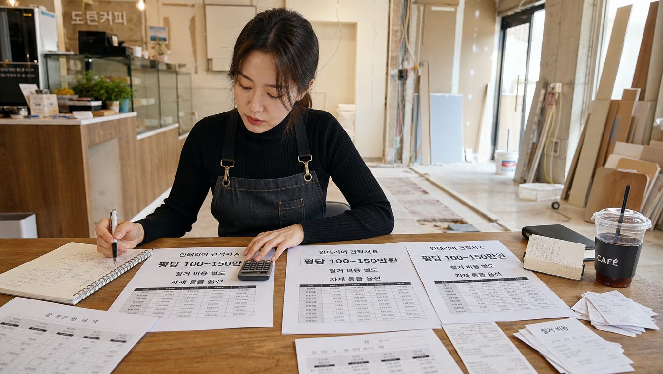 카페 인테리어 비용 견적 비교 시 확인해야 할 항목